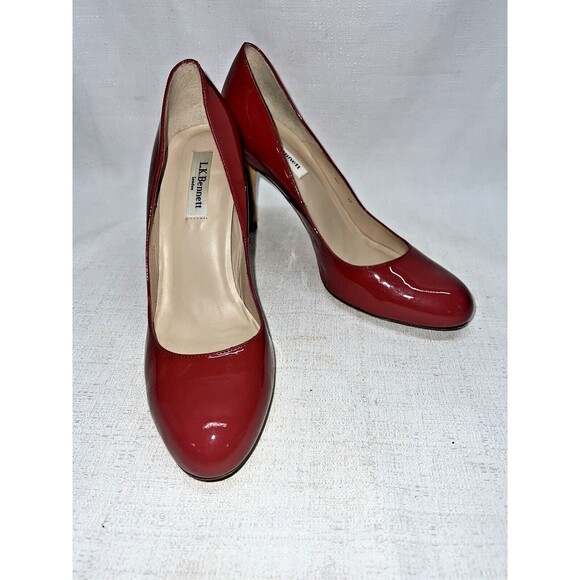 L.K. Bennet Shilo Red Patent Leather Classic Pumps Sz. 39/8.5 - Picture 1 of 5